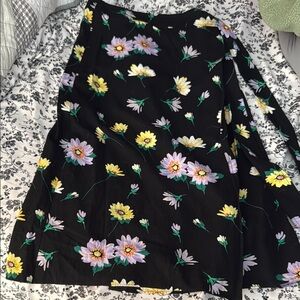 LOFT Black and Yellow A-Line Skirt